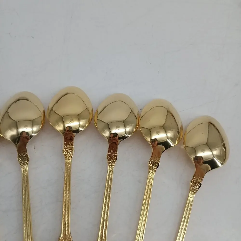 10X Tbsp Cambridge Gold Royal Fashion Table Spoons Flatware